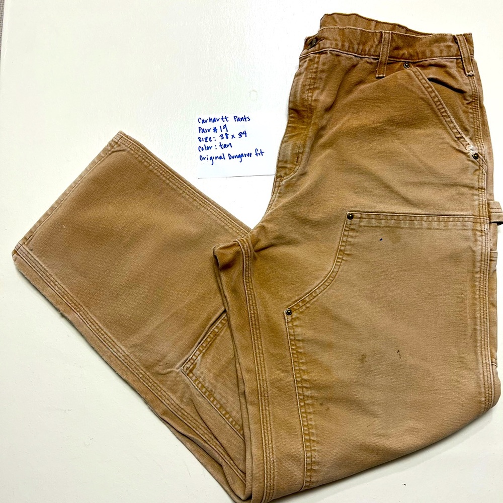 Carhartt Men's Tan Duck Double Front Work Pants - Dungaree Fit - Size 38x34